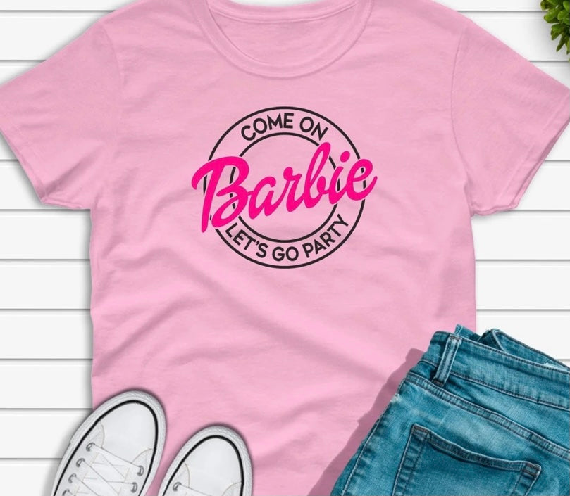 Come On Barbie Let's Go Party Pink Top